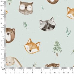Pretty Fabrics Woodland Animals Cotton Canvas Fabrics Textile Wholesale 250g/m2